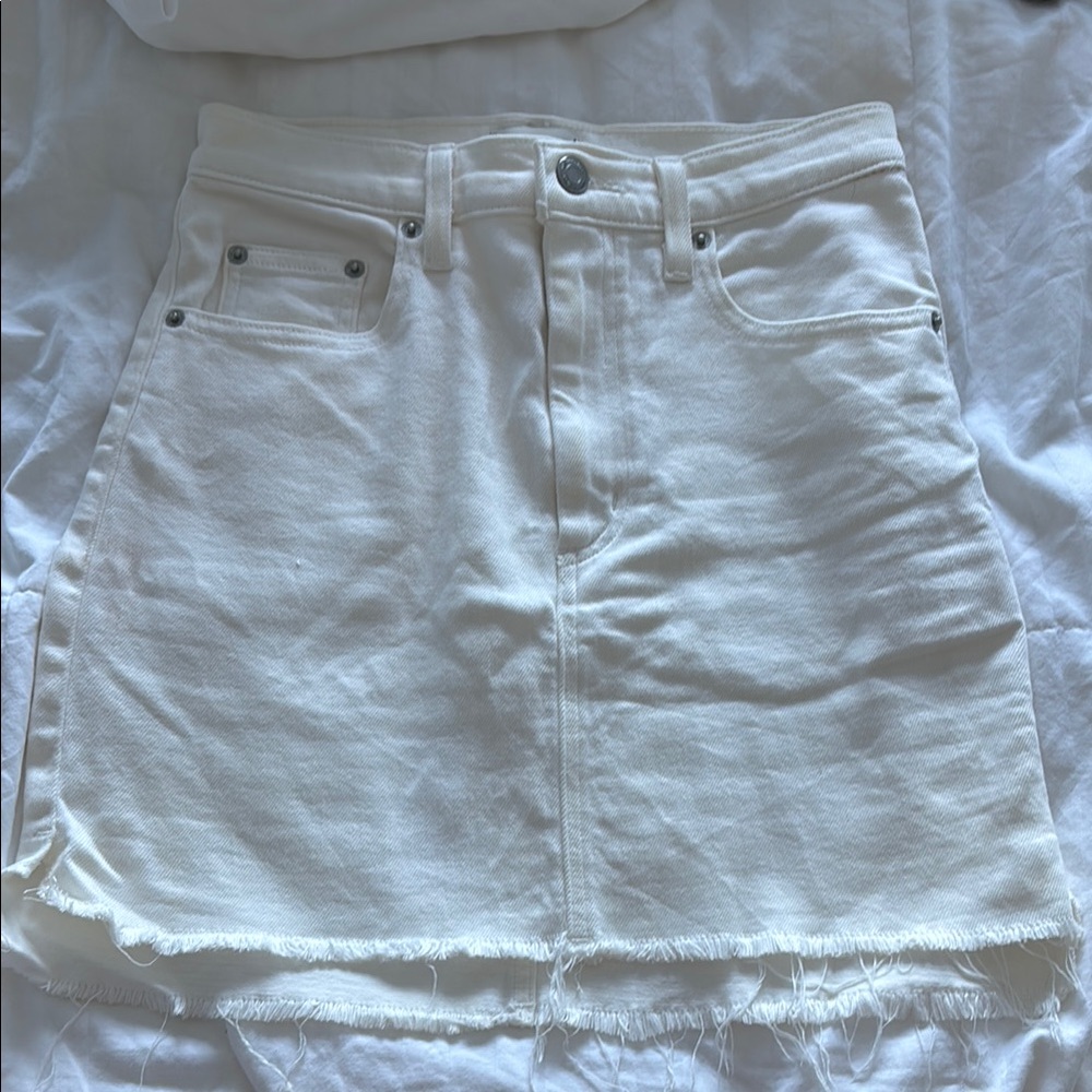 Wilfred White Denim Mini Skirt